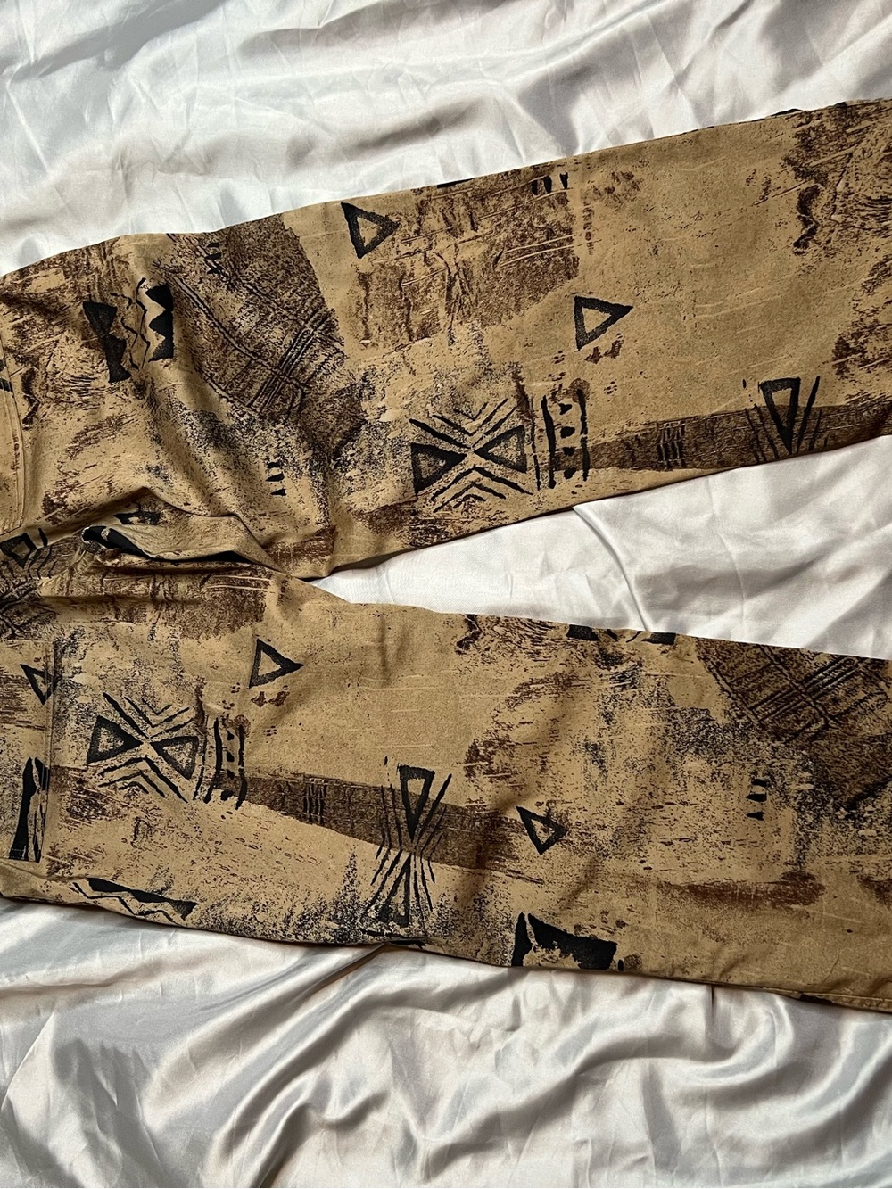 Chico's Tan & Black Patterned Chinos